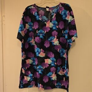 Disney Black and Purple Stitch Short Sleeve Tee